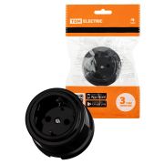 Розетка 2П+З 16А 250В черная «Виви» TDM