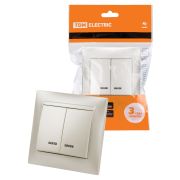 Выключатель 2 кл. с подсветкой 10А перламутр «Лама» TDM