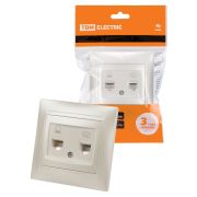 Розетка телефонная RJ11 + компьютерная RJ45 перламутр «Лама» TDM