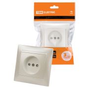 Розетка 2П 10А 250В с защитными шторками перламутр «Лама» TDM