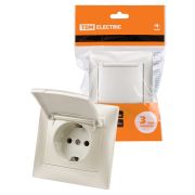 Розетка 2П+З 16А 250В  IP44 с крышкой перламутр «Лама» TDM