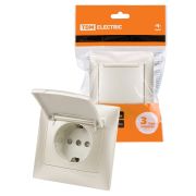 Розетка 2П+З 16А 250В с защитными шторками с крышкой перламутр «Лама» TDM