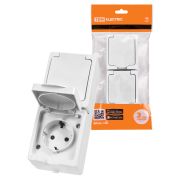 Розетка двойная 2П+З (вертикальная) открытой установки IP54 16А белая «Вуокса» TDM