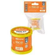 Припой ПОС 61, трубка с канифолью, ГОСТ 21931-76, Ø1 мм, 200 г, катушка, инд. упак., «Алмаз» TDM