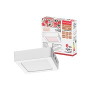 Светильник светодиодный накладной «Даунлайт НАРОДНЫЙ» квадрат СПО (белый) алюминий 6Вт 3000К