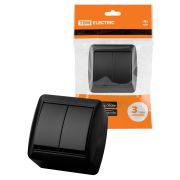 Выключатель 2-кл. открытой установки IP44 10А графит «Селигер» TDM