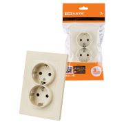 Розетка двойная 2П+З 16А 250В с защ. шт. сл. кость «Сенеж» TDM