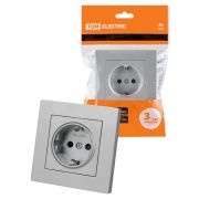 Розетка 2П+З 16А 250В с защ. шт. серебр. металлик «Сенеж» TDM