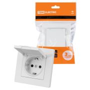 Розетка 2П+З 16А 250В IP44 с защ. шт. с крышкой белая «Сенеж» TDM