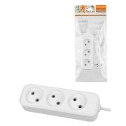 Удлинитель 3 гнезда, 10 метров, б/з, 10 А, 2300 Вт, белый, НАРОДНЫЙ У-32015 (Ун 320-0001)
