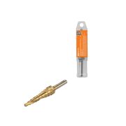 Сверло по металлу ступенчатое, 4-12 мм, 9 ступеней, нитрид., HSS, цилиндр. хв., «Рубин» TDM