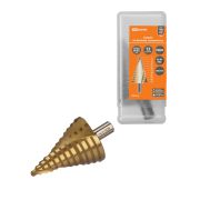 Сверло по металлу ступенчатое, 6-52 мм, 12 ступеней, нитрид., HSS, цилиндр. хв., «Рубин» TDM