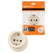 Розетка 2П+З открытой установки IP20 16А сл. кость «Ретро» TDM